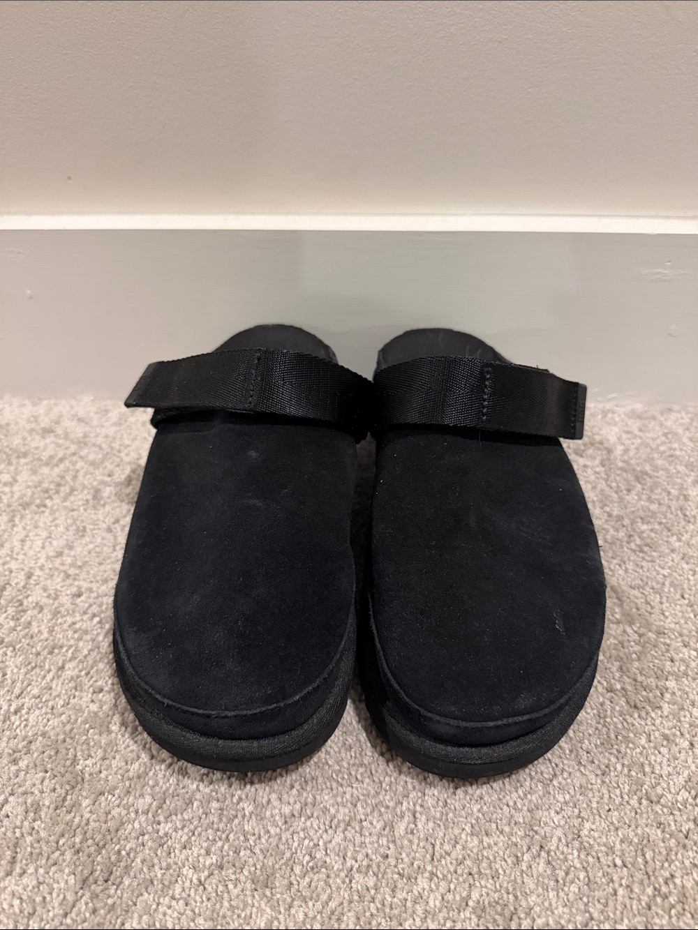 UGG Black Suede Slip-On Clog with Adjustable Strap